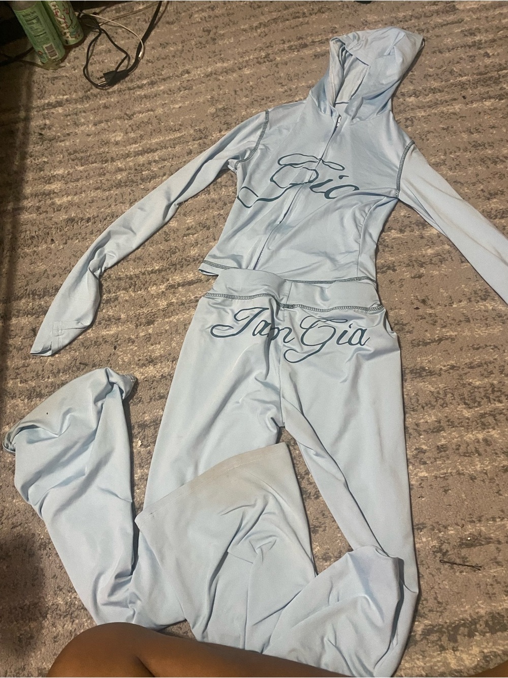 Light Blue Script-Logo Hooded Track Set - Picture 2 of 2
